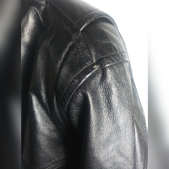 Guess black genuine leather zip up jacket - Picture 7 of 8